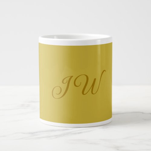 Monogram Gold Color Plain Modern Minimalist Giant Coffee Mug