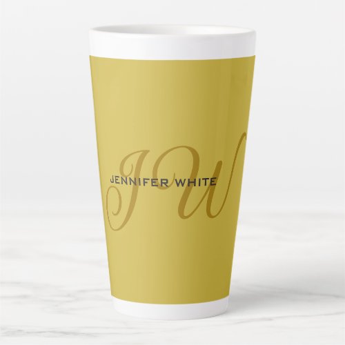 Monogram Gold Color Plain Modern Minimalist Latte Mug