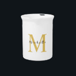 Monogram Gold Color Your Name Special Gift Beloved Beverage Pitcher<br><div class="desc">A nice special day gift for your loved ones with a simple,  unique and perfect design. Or a useful,  long-lasting gift to make yourself happy.</div>