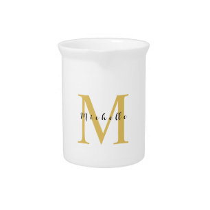 Monogram Gold Color Your Name Special Gift Beloved Beverage Pitcher