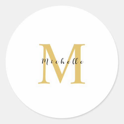 Monogram Gold Color Your Name Special Gift Beloved Classic Round Sticker
