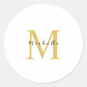Monogram Gold Color Your Name Special Gift Beloved Classic Round Sticker