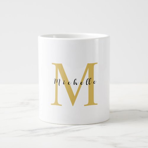Monogram Gold Color Your Name Special Gift Beloved Giant Coffee Mug