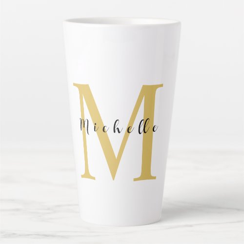 Monogram Gold Color Your Name Special Gift Beloved Latte Mug