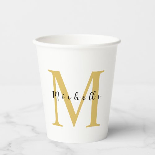 Monogram Gold Color Your Name Special Gift Beloved Paper Cups
