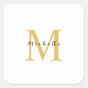 Monogram Gold Color Your Name Special Gift Beloved Square Sticker