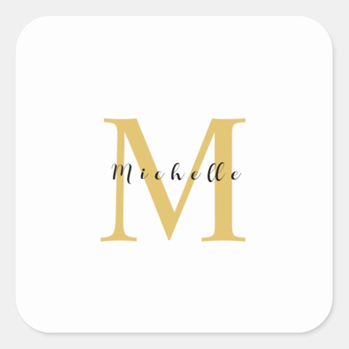 Monogram Gold Color Your Name Special Gift Beloved Square Sticker
