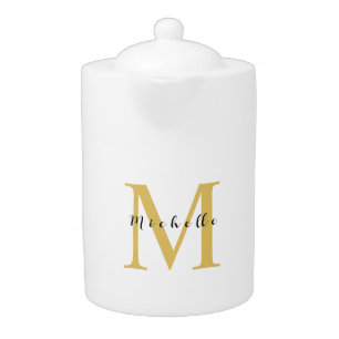Monogram Gold Color Your Name Special Gift Beloved Teapot