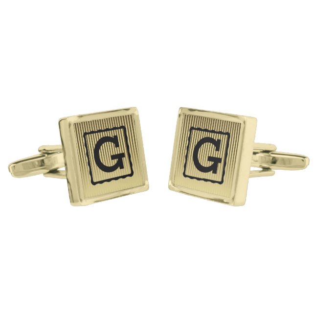Monogram Gold Cufflinks (Angled)