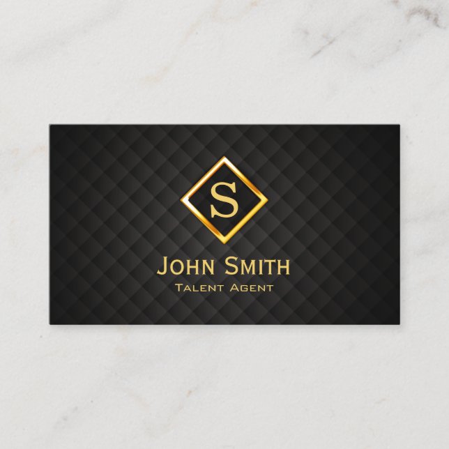 Monogram Gold Diamond Talent Agent Business Card (Front)