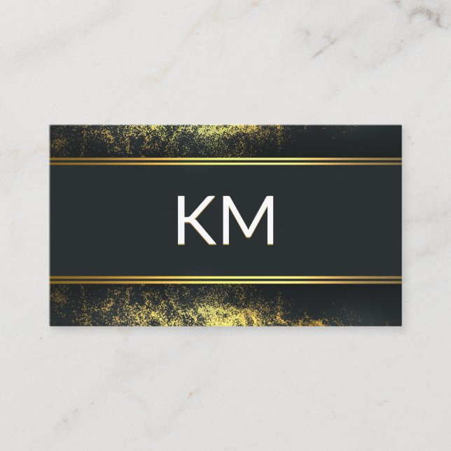 Monogram | Gold Dust | Gold Metallic Lines Business Card (Front)