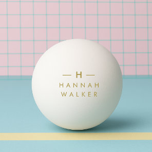 Monogram Gold | Elegant Minimalist Classy Ping Pong Ball