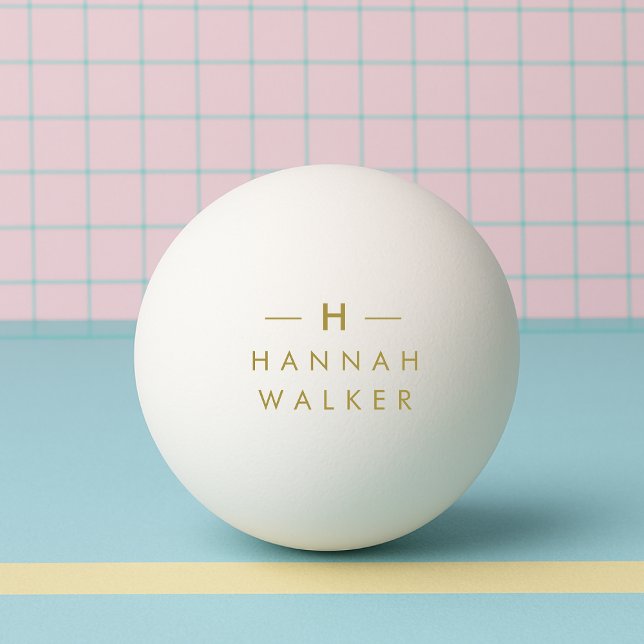 Monogram Gold | Elegant Minimalist Classy Ping Pong Ball (Creator Uploaded)