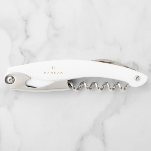 Monogram Gold  Elegant Minimalist Classy Waiters Corkscrew