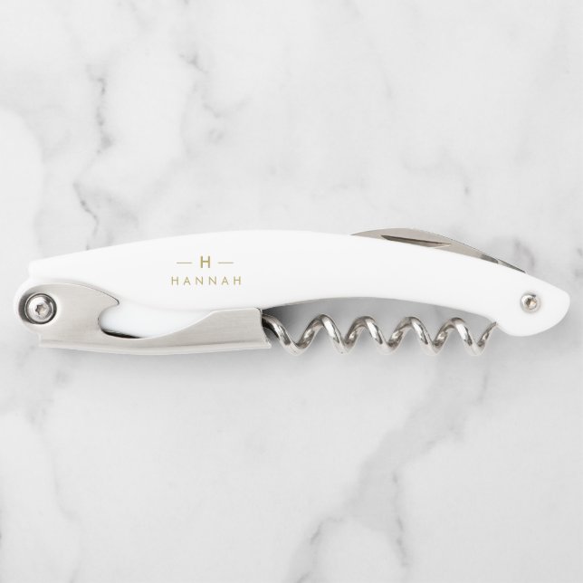Monogram Gold | Elegant Minimalist Classy Waiter's Corkscrew (Front)