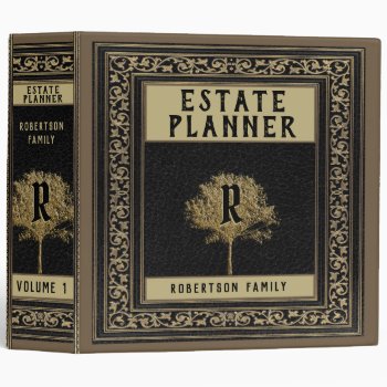 Monogram Gold Estate Planning And Trust Documents 3 Ring Binder by MemorialGiftShop at Zazzle