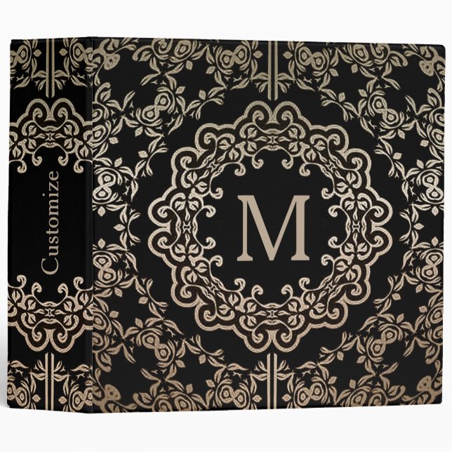 Monogram Gold Filigree Motif Binder (Front/Spine)