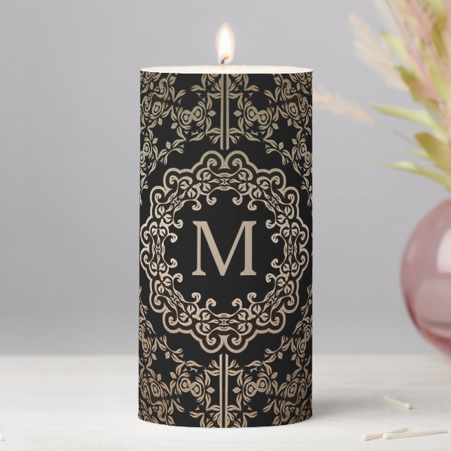 Monogram Gold Filigree Motif Candle (In Situ)