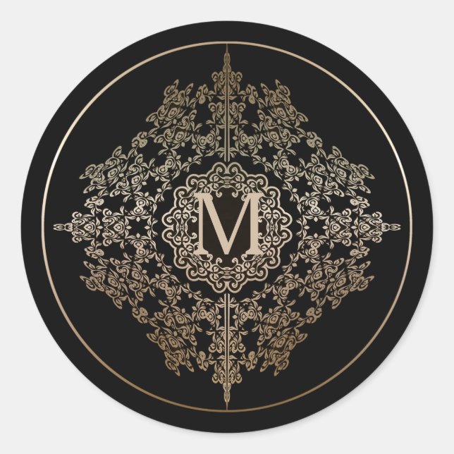 Monogram Gold Filigree Motif Stickers (Front)