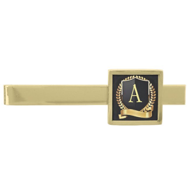 Monogram Gold Finish Tie Bar (Front)