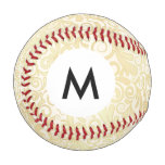 Monogram Gold floral leaves pattern Baseball
