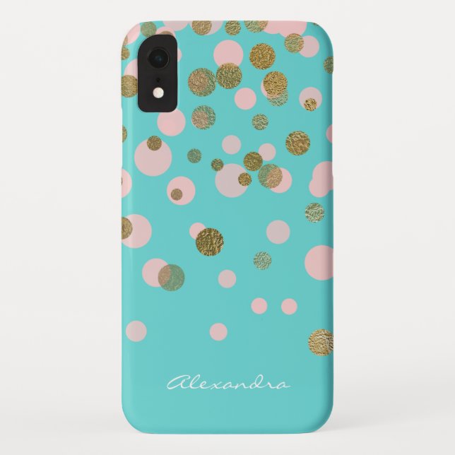Monogram Gold Foil and Rose Gold Confetti Case-Mate iPhone Case (Back)