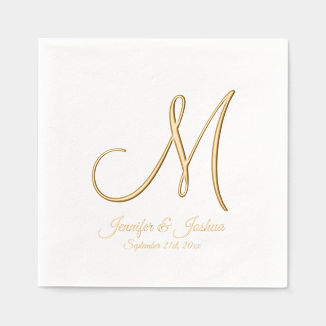 Monogram Gold Foil Wedding Foil Napkins (Front)