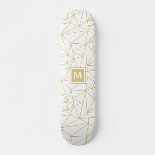 Monogram Gold Geometric Abstract Pattern Skateboard