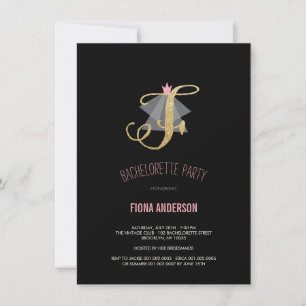 Monogram Gold Glitter Bachelorette Party Invite