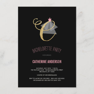 Monogram Gold Glitter Bachelorette Party Invite