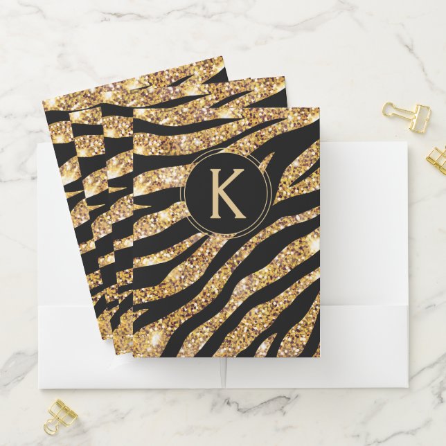 Monogram Gold Glitter Pocket Folder (In Situ)