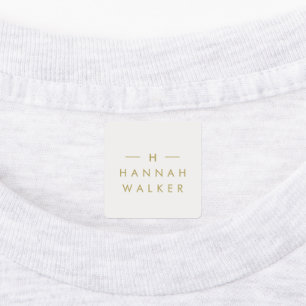 Monogram Gold Gray Minimalist Elegant Clothing Labels