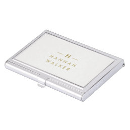 Monogram Gold Gray | Minimalist Elegant Modern Business Card Case