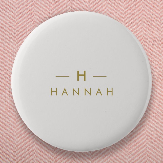 Monogram Gold Gray | Minimalist Elegant Modern Button (Creator Uploaded)