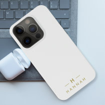 Monogram Gold Gray | Minimalist Elegant Modern iPhone 15 Pro Case