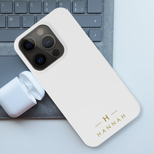 Monogram Gold Gray  Minimalist Elegant Modern iPhone 15 Pro Case