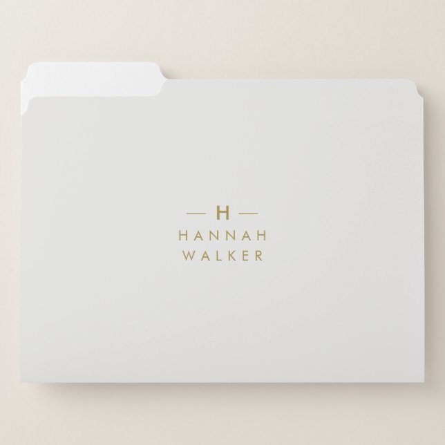 Monogram Gold Gray | Minimalist Elegant Modern File Folder (Front Left)