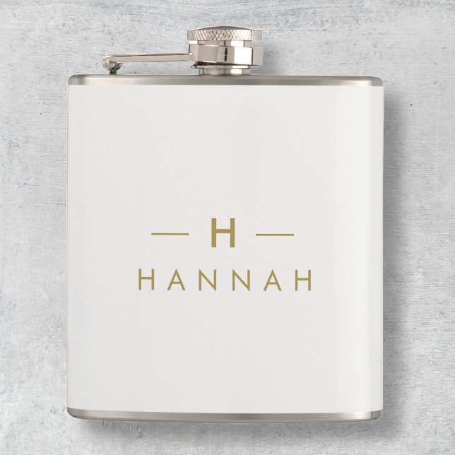 Monogram Gold Gray | Minimalist Elegant Modern Flask (Creator Uploaded)