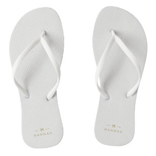 Monogram Gold Gray Minimalist Elegant Modern Flip Flops