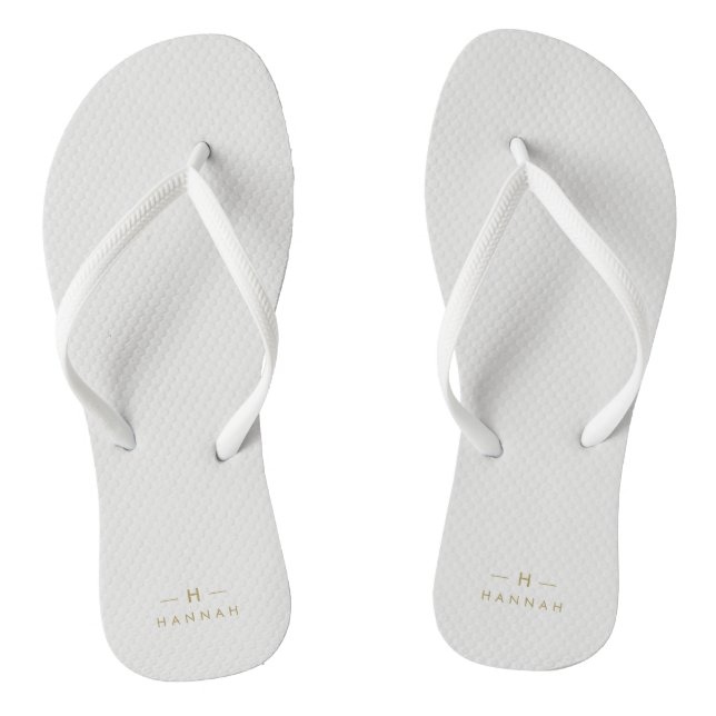Monogram Gold Gray | Minimalist Elegant Modern Flip Flops (Footbed)
