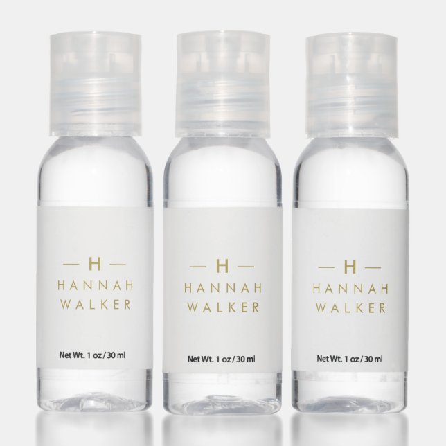Monogram Gold Gray | Minimalist Elegant Modern Hand Sanitizer (Set)