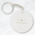 Monogram Gold Gray | Minimalist Elegant Modern Keychain<br><div class="desc">A simple stylish custom monogram design in a gold modern minimalist typography on an elegant minimalist soft taupe gray background. The monogram initials and name can easily be personalized along with the feature line to make a design as unique as you are! The perfect bespoke gift or accessory for any...</div>