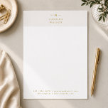 Monogram Gold Gray | Minimalist Elegant Modern Letterhead<br><div class="desc">A simple stylish custom monogram design in a gold modern minimalist typography on an elegant minimalist soft taupe gray background. The monogram initials and name can easily be personalized along with the feature line to make a design as unique as you are! The perfect bespoke gift or accessory for any...</div>