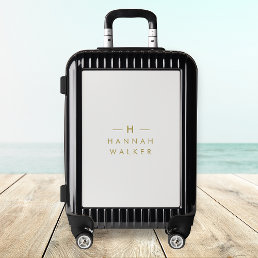 Monogram Gold Gray | Minimalist Elegant Modern Luggage