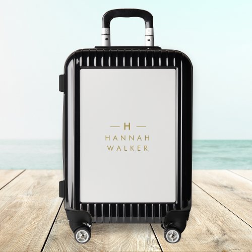 Monogram Gold Gray  Minimalist Elegant Modern Luggage
