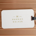 Monogram Gold Gray | Minimalist Elegant Modern Luggage Tag<br><div class="desc">A simple stylish custom monogram design in a gold modern minimalist typography on an elegant minimalist soft taupe gray background. The monogram initials and name can easily be personalized along with the feature line to make a design as unique as you are! The perfect bespoke gift or accessory for any...</div>