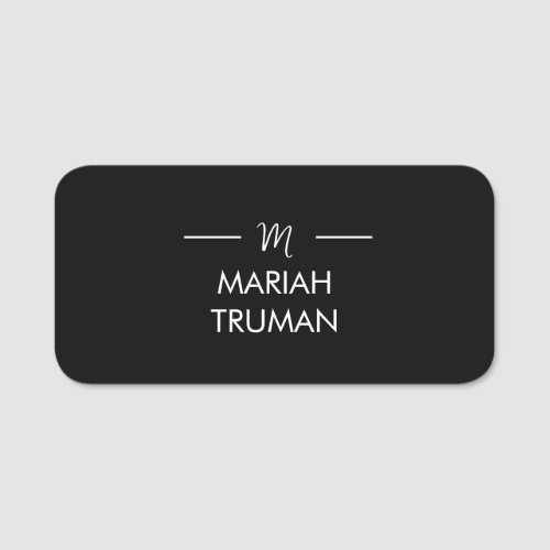 Monogram Gold Gray  Minimalist Elegant Modern Nam Name Tag