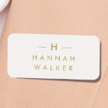Monogram Gold Gray | Minimalist Elegant Modern Name Tag<br><div class="desc">A simple stylish custom monogram design in a gold modern minimalist typography on an elegant minimalist soft taupe gray background. The monogram initials and name can easily be personalized along with the feature line to make a design as unique as you are! The perfect bespoke gift or accessory for any...</div>