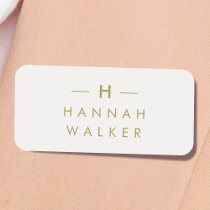 Monogram Gold Gray | Minimalist Elegant Modern Name Tag