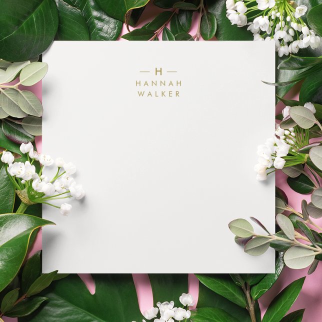 Monogram Gold Gray | Minimalist Elegant Modern Note Card (Creator Uploaded)